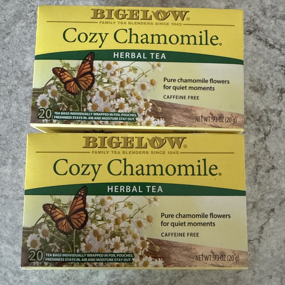 2 Boxes Bigelow Cozy Chamomile Flavor Herbal Tea 40 Pouches Total